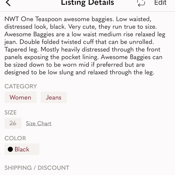 NWT One Teaspoon awesome baggies - Picture 7 of 7